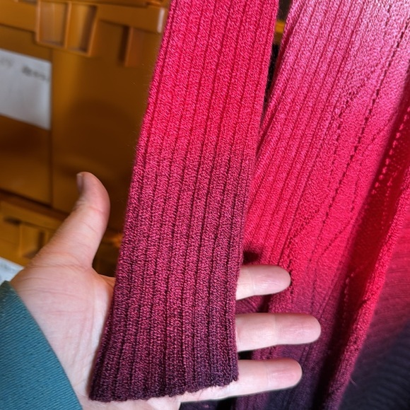 Lauren Michelle Pink Purple Ombre Waterfall Cardigan Knit Sweater Size Large - Picture 3 of 5